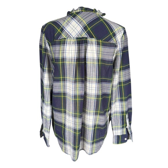 J. Crew multicolor plaid pintuck ruffle popover top women's size 2 - Picture 4 of 9